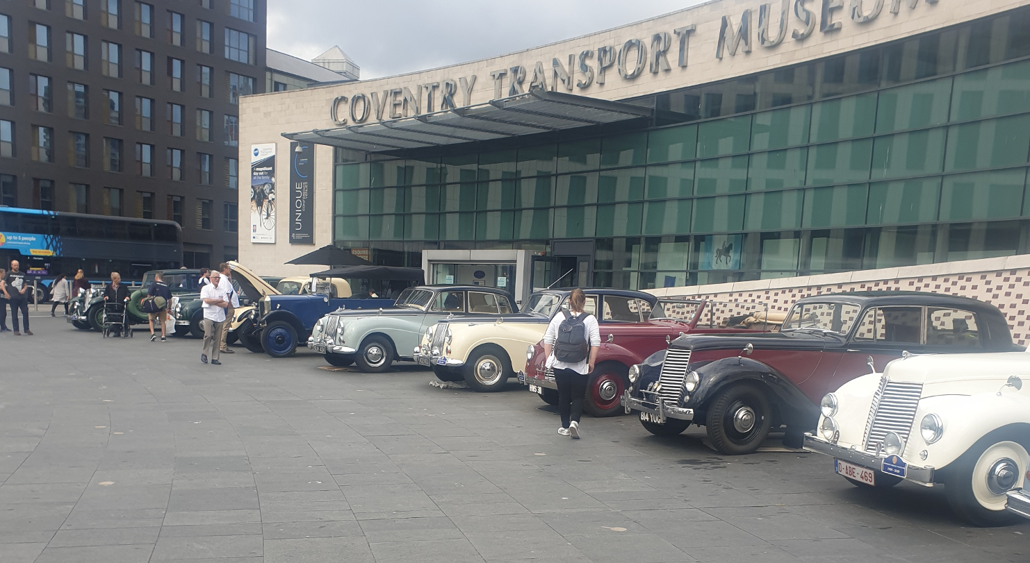 Cars outside the Coventry Transport Museum